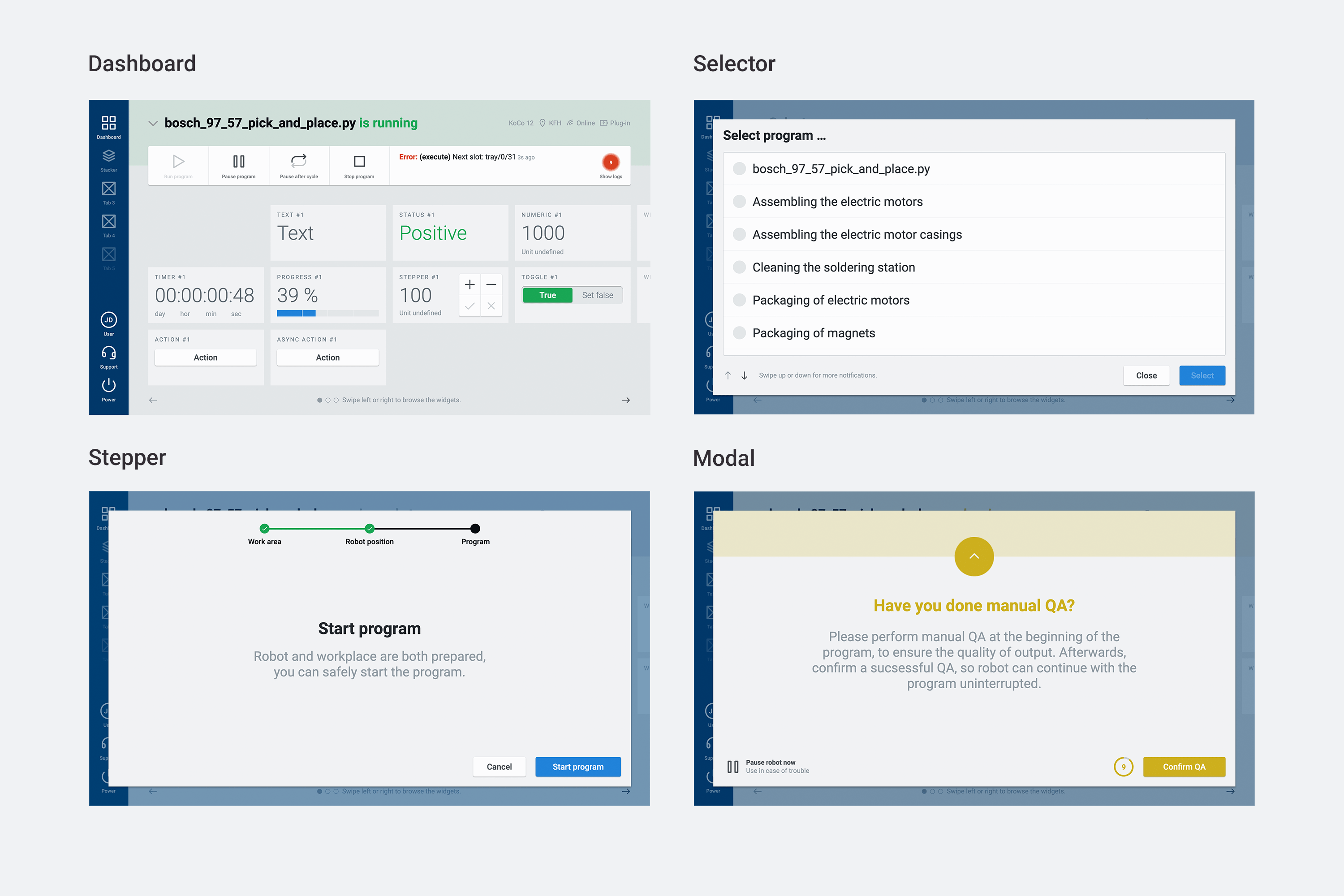 Examples of the user iterface.